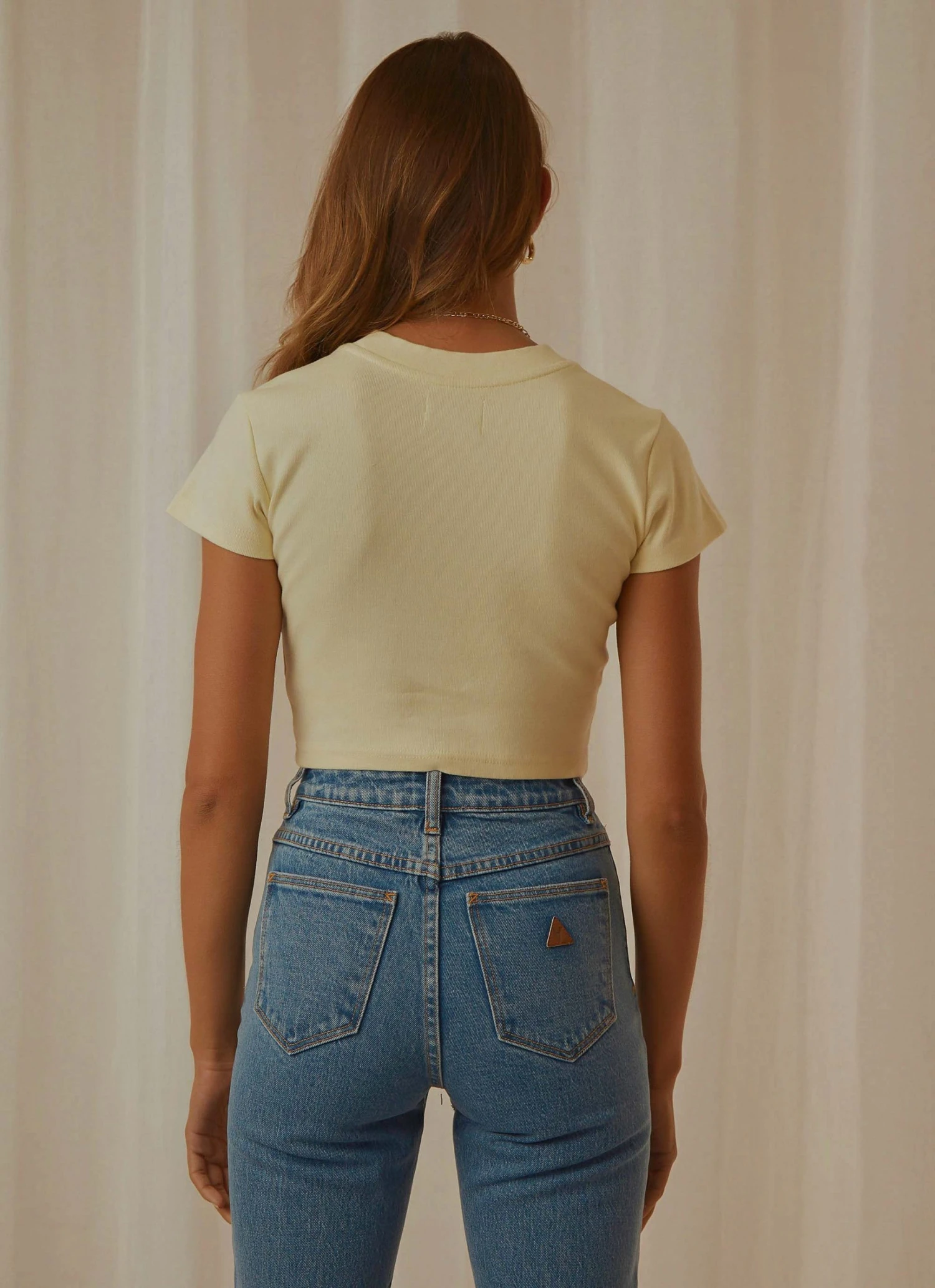Abrand A 90s Crop Tee - Butter 6 Abrand A 90s Crop Tee - Butter