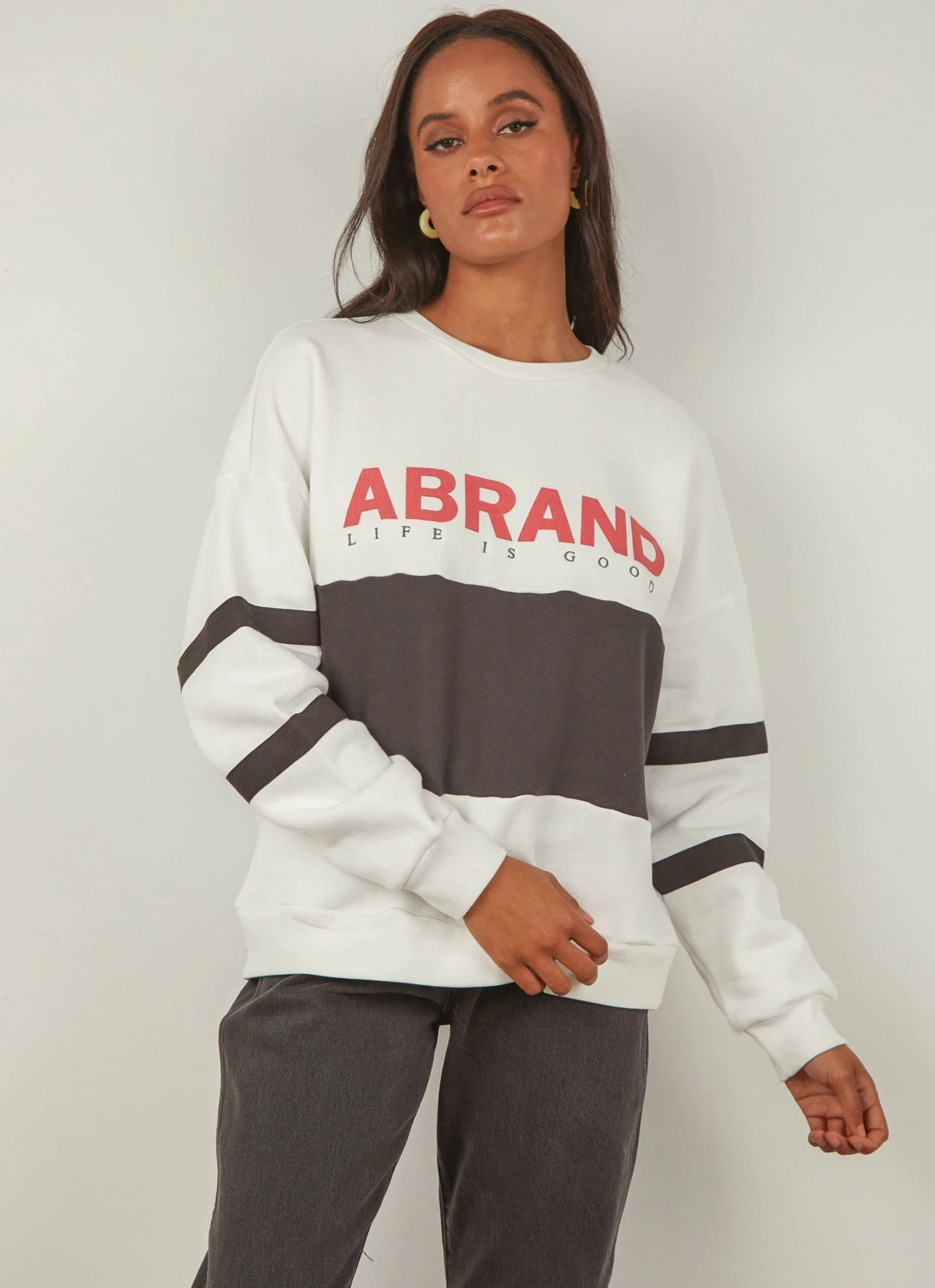 Abrand A Oversized Panelled Sweater - White Black New & Most Loved 5 Abrand A Oversized Panelled Sweater - White Black New & Most Loved