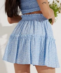 Peppermayo New & Most Loved Be Free Mini Skirt - Blue Floral