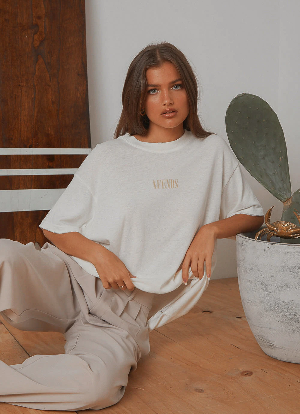 Afends Courtney Love Hemp Oversized Tee - Off White Afends Courtney Love Hemp Oversized Tee - Off White