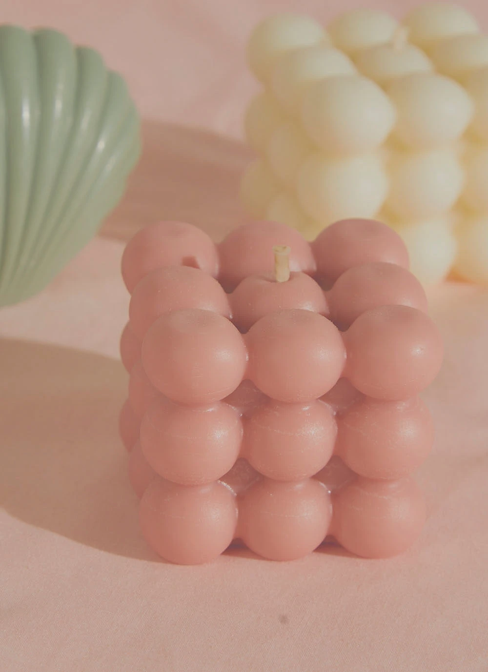 Manara Home New Accessories Bubble Cube Candle - Pink 5 Manara Home New Accessories Bubble Cube Candle - Pink