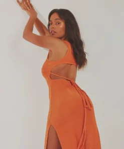 Peppermayo New Dresses Aura Midi Dress - Orange