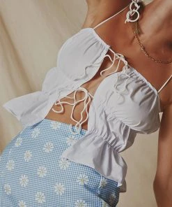 Peppermayo This Summer Tie Front Top - White New & Most Loved