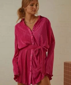 Peppermayo Exclusive New & Most Loved Soho Chic Shirt Dress - Magenta