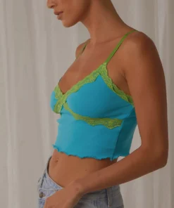 Peppermayo New Tops 90s Nights Lace Crop - Blue 10 Peppermayo New Tops 90s Nights Lace Crop - Blue