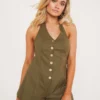 Peppermayo Military Playsuit - Khaki Playsuits + Jumpsuits