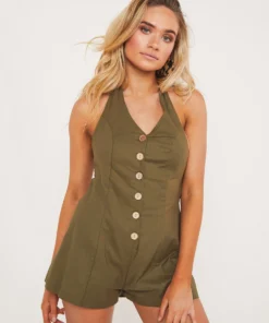 Peppermayo Military Playsuit - Khaki Playsuits + Jumpsuits