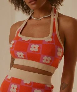 Peppermayo Exclusive New & Most Loved Flower Market Knit Halter - Orange Mod Floral 8 Peppermayo Exclusive New & Most Loved Flower Market Knit Halter - Orange Mod Floral