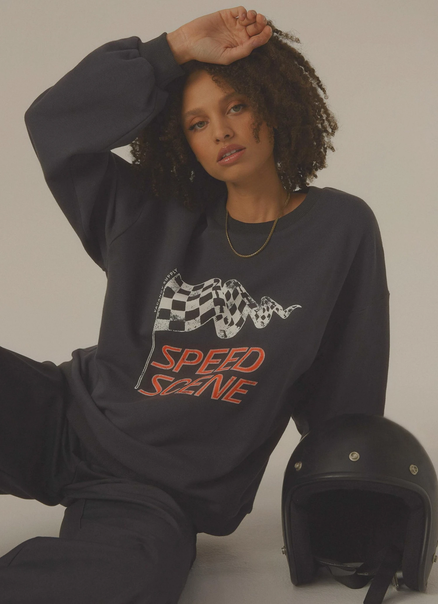 Vacancy Supply Speed Racer Crewneck - Charcoal 3 Vacancy Supply Speed Racer Crewneck - Charcoal