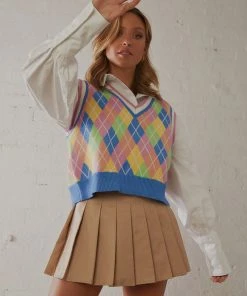 Peppermayo Her Game Pleated Mini Skirt - Beige