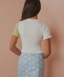 Peppermayo Harper Knit Top - Lime / White New & Most Loved