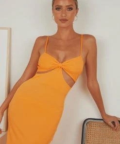 Peppermayo Leave With You Midi Dress - Orange New Dresses