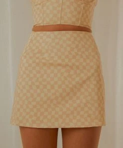 Peppermayo Exclusive Sunday Girl Mini Skirt - Neutral Check