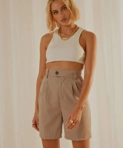 4th & Reckless New & Most Loved Sia Short - Grey Pinstripe