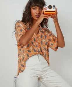 Cools Club Resort Shirt - Papaya New Tops