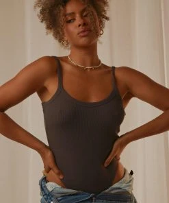 Nude Lucy Harley Waffle Bodysuit - Coal New & Most Loved