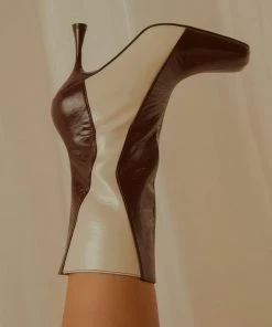 4th & Reckless Tiffany Ankle Boot - Maroon And Cream New & Most Loved