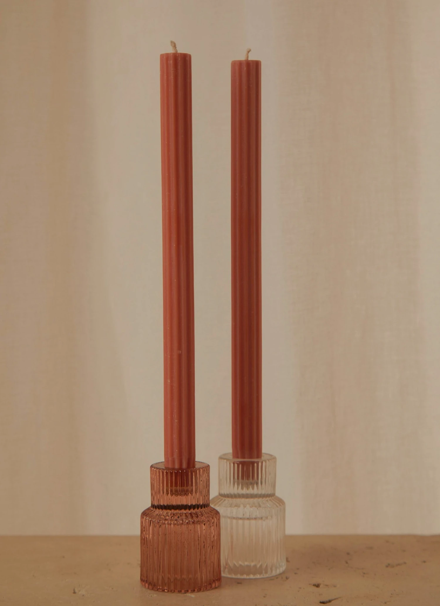 Peppermayo Moreton Eco Fluted Dinner Candle 2 Pack - Baked Clay 3 Peppermayo Moreton Eco Fluted Dinner Candle 2 Pack - Baked Clay