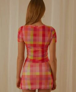 Peppermayo Exclusive New & Most Loved It Girl Mesh Crop Top - Summer Check