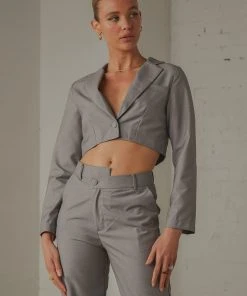 Peppermayo Exclusive New & Most Loved L.A Loving Cropped Blazer - Slate