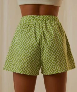 Peppermayo Exclusive Seventies Groove Shorts - Lime Warp Check 13 Peppermayo Exclusive Seventies Groove Shorts - Lime Warp Check