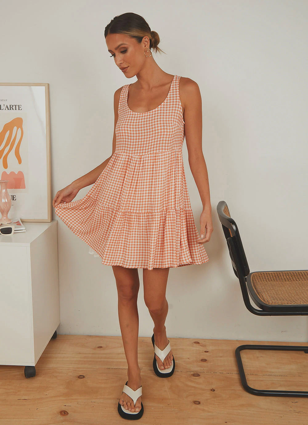 Peppermayo Facing The Sun Mini Dress - Peach Gingham New Dresses 3 Peppermayo Facing The Sun Mini Dress - Peach Gingham New Dresses