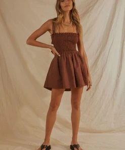 Peppermayo Exclusive European Towns Linen Mini Dress - Choc Brown New & Most Loved 10 Peppermayo Exclusive European Towns Linen Mini Dress - Choc Brown New & Most Loved