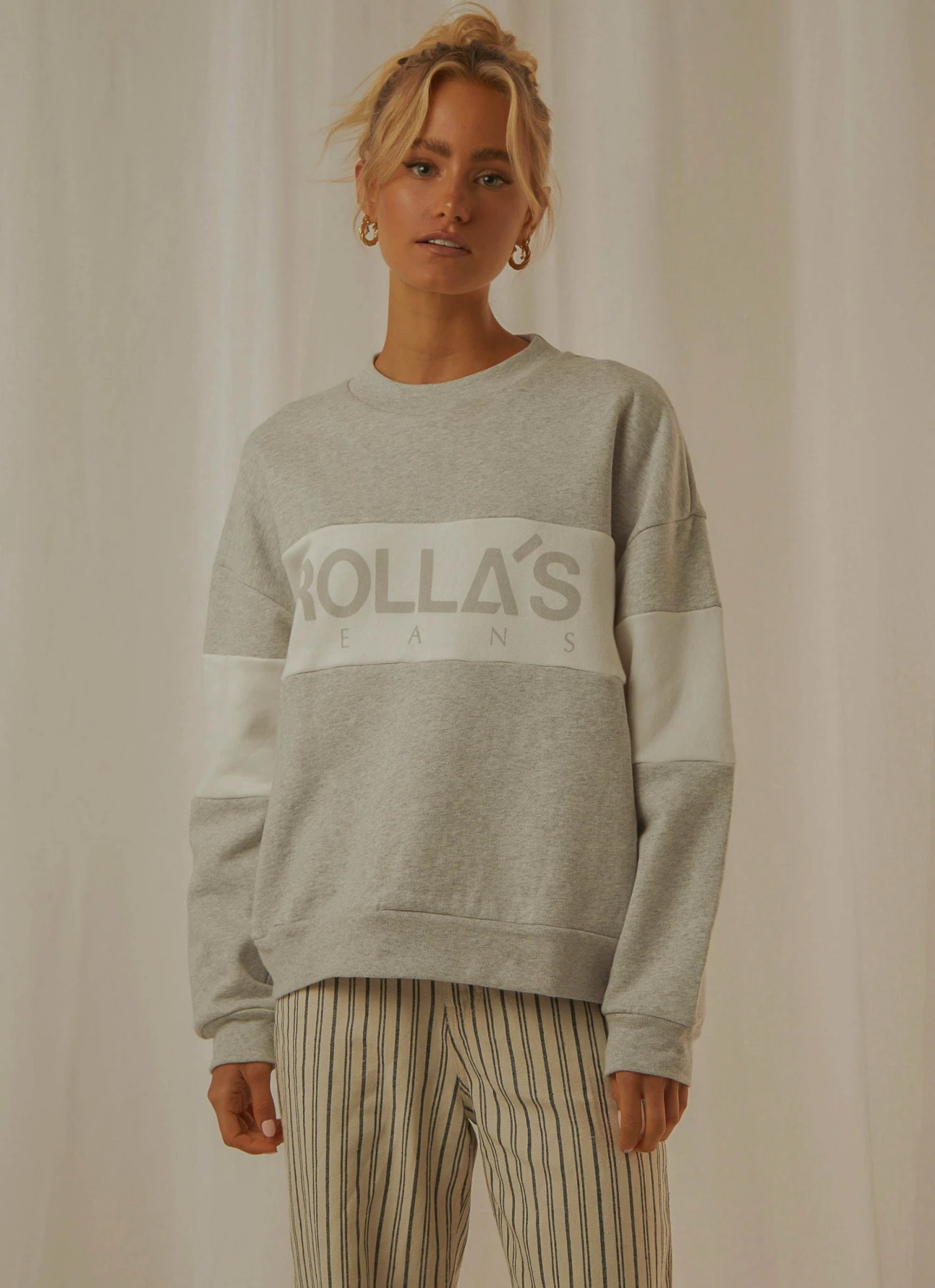 Rolla's Split Logo Sweater - Grey Marle 4 Rolla's Split Logo Sweater - Grey Marle