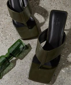 4th & Reckless Josephine Heel - Dark Green PU