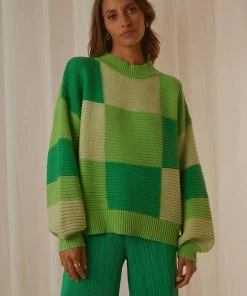 Peppermayo Exclusive Tulum Nights Knit Jumper - Green Patchwork New & Most Loved 9 Peppermayo Exclusive Tulum Nights Knit Jumper - Green Patchwork New & Most Loved