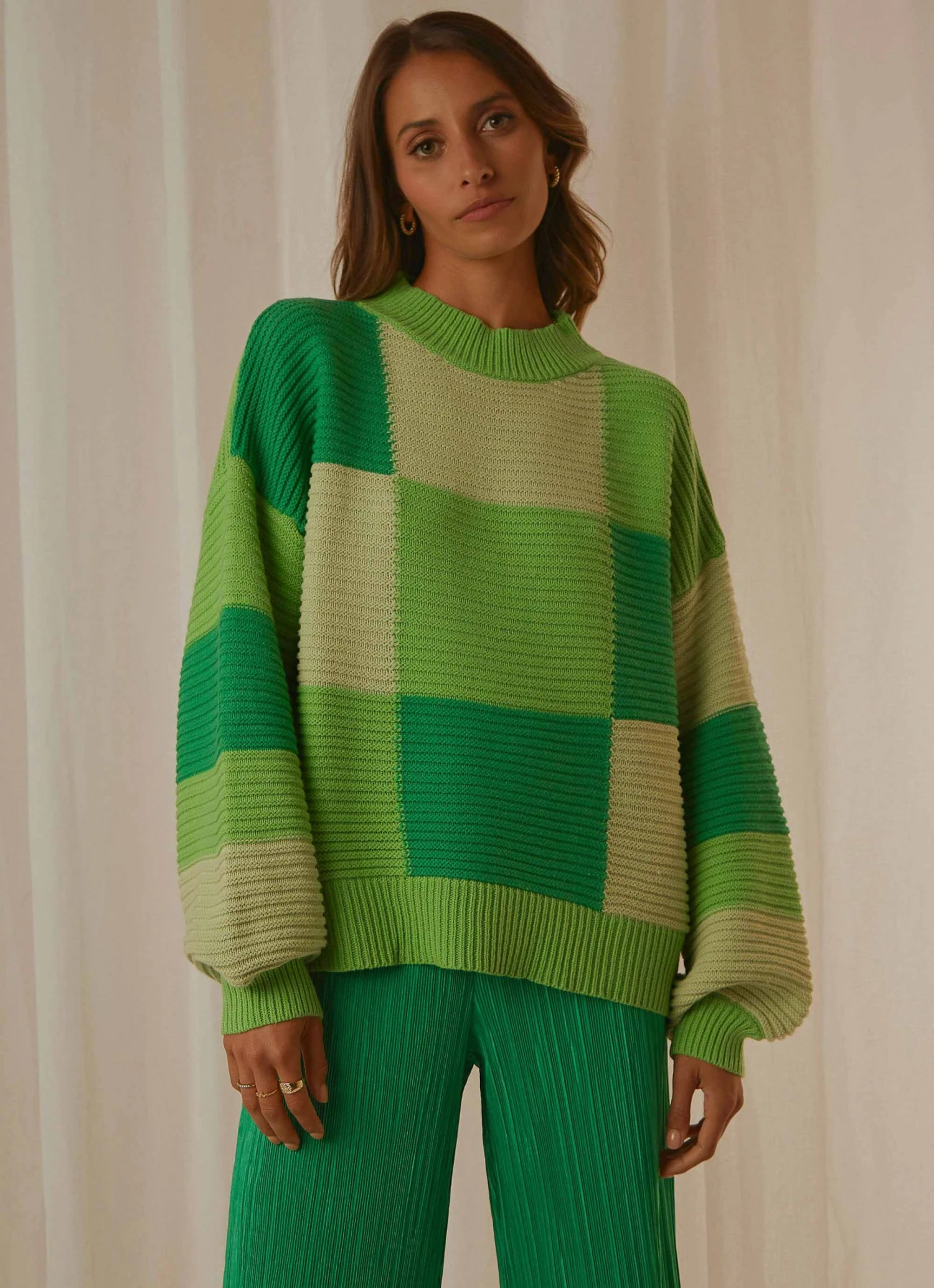 Peppermayo Exclusive Tulum Nights Knit Jumper - Green Patchwork New & Most Loved 5 Peppermayo Exclusive Tulum Nights Knit Jumper - Green Patchwork New & Most Loved