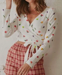 Peppermayo Eden Wrap Top - White Print New & Most Loved