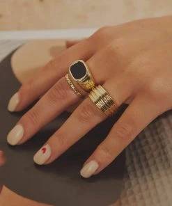 Peppermayo New & Most Loved Turlington Ring Set - Gold & Black