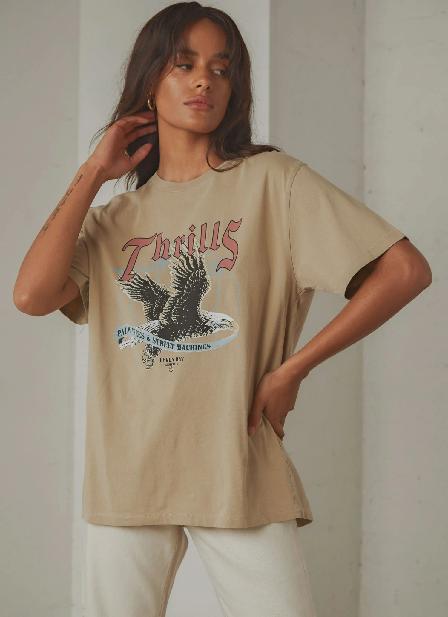 Thrills Storm The Castle Merch Fit Tee - Vintage Khaki New & Most Loved 4 Thrills Storm The Castle Merch Fit Tee - Vintage Khaki New & Most Loved