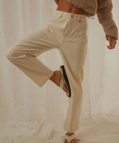 Afends New & Most Loved Shelby Hemp Twill High Waist Leg Pant - Natural