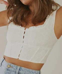 Peppermayo Exclusive Travel Diary Bustier - White Broderie