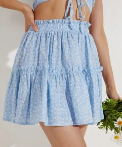 Peppermayo New & Most Loved Be Free Mini Skirt - Blue Floral