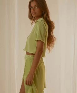 Peppermayo Exclusive Sun Downer Cropped Shirt - Lime Green New & Most Loved 10 Peppermayo Exclusive Sun Downer Cropped Shirt - Lime Green New & Most Loved