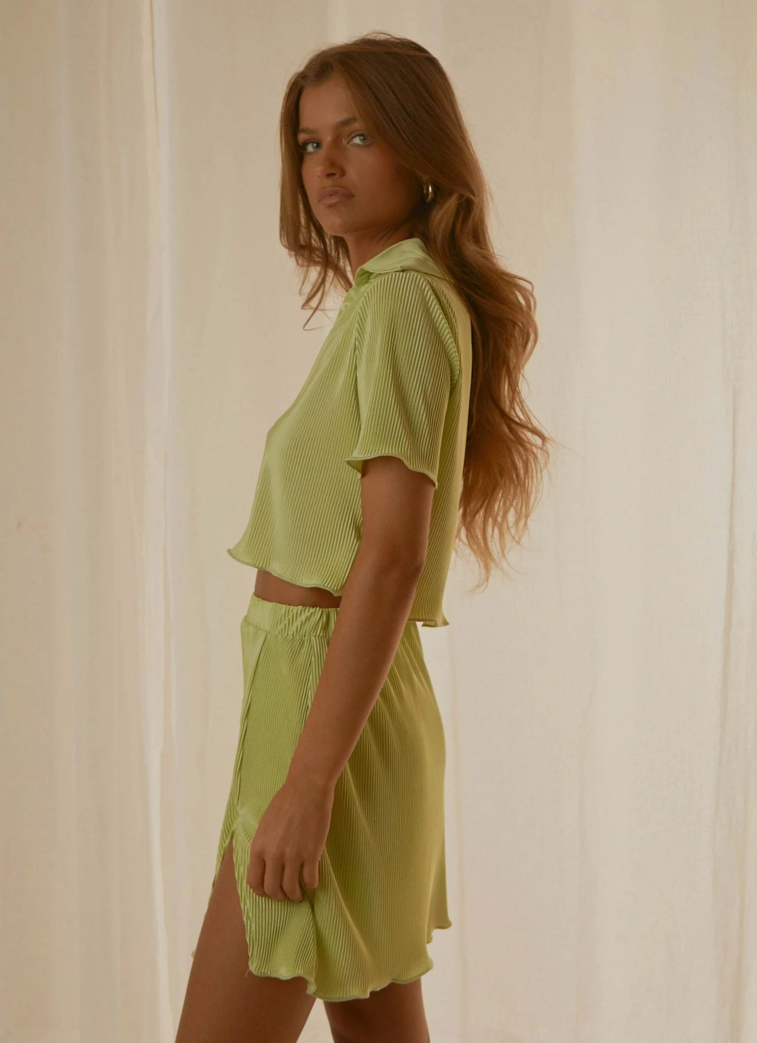 Peppermayo Exclusive Sun Downer Cropped Shirt - Lime Green New & Most Loved 6 Peppermayo Exclusive Sun Downer Cropped Shirt - Lime Green New & Most Loved
