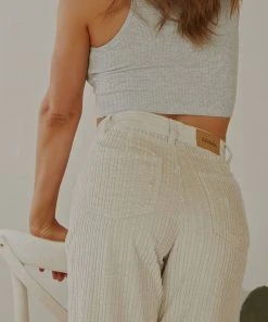 Afends New Bottoms Shelby Corduroy High Waist Wide Leg Pant - Moonbeam 8 Afends New Bottoms Shelby Corduroy High Waist Wide Leg Pant - Moonbeam
