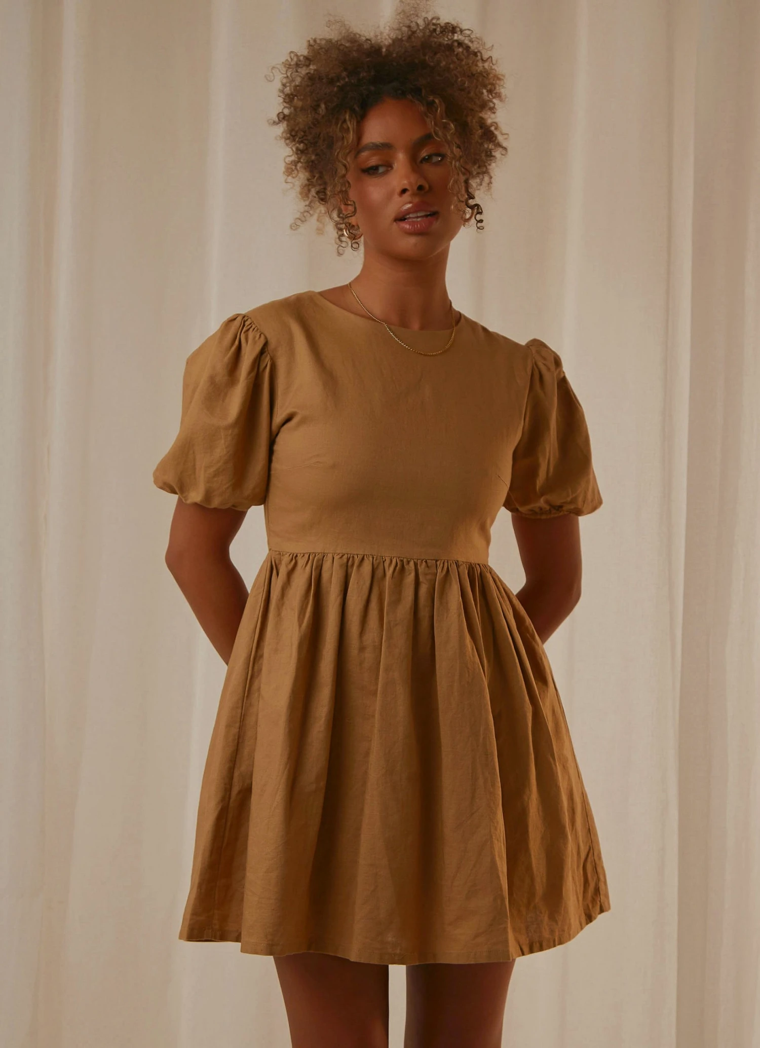 Nude Lucy Nima Linen Mini Dress - Oak Nude Lucy Nima Linen Mini Dress - Oak