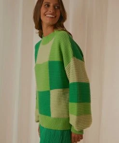 Peppermayo Exclusive Tulum Nights Knit Jumper - Green Patchwork New & Most Loved 10 Peppermayo Exclusive Tulum Nights Knit Jumper - Green Patchwork New & Most Loved