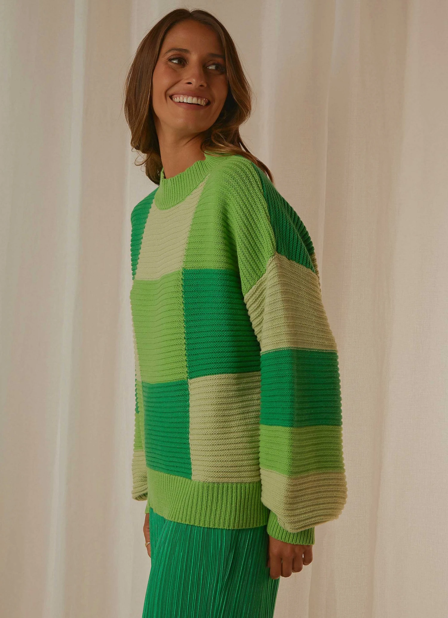 Peppermayo Exclusive Tulum Nights Knit Jumper - Green Patchwork New & Most Loved 6 Peppermayo Exclusive Tulum Nights Knit Jumper - Green Patchwork New & Most Loved