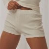 Nude Lucy New & Most Loved Nude Ribbed Lounge Shorts - White 1 Nude Lucy New & Most Loved Nude Ribbed Lounge Shorts - White