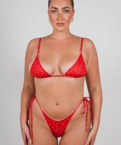 LaHana Swim New & Most Loved The Dulce Triangle Bikini Top - Red Floral