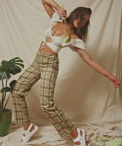 Peppermayo New & Most Loved Go On Tour Plaid Pants - Green