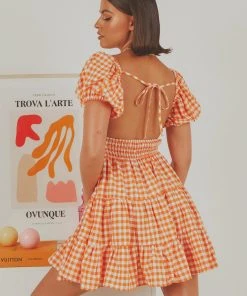 Peppermayo Exclusive Gianna Mini Dress - Orange Gingham 11 Peppermayo Exclusive Gianna Mini Dress - Orange Gingham