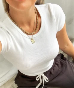 Nude Lucy New Tops Charlie Rib Tee - White 8 Nude Lucy New Tops Charlie Rib Tee - White