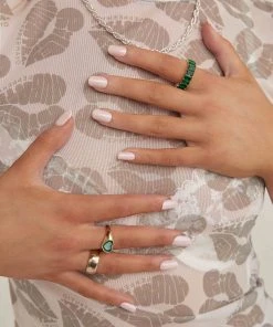 Riley Hubatka X Peppermayo A Fairytale Ring Set - Gold And Green