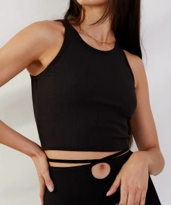 Afends Pearl - Rib Singlet - Black New & Most Loved